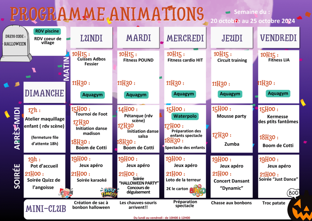 programme halloween