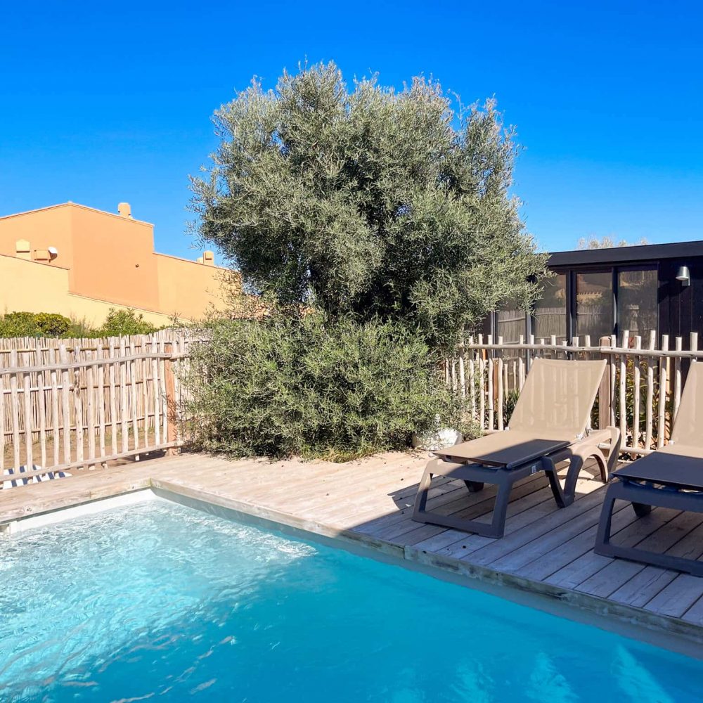 hebergement avce piscine privée grande famille cottage pool 4 chambres camping cap d'agde la clape village